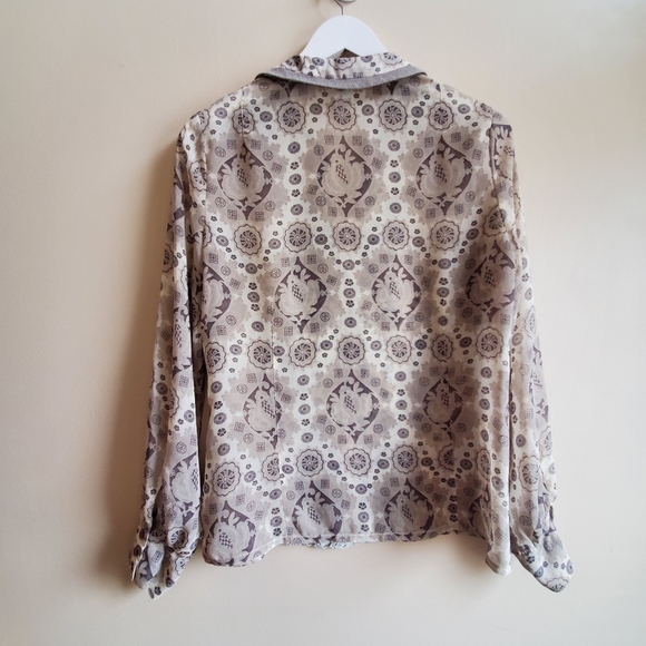 Vintage Sigal Dekel shirt with lace and woven contrast collar hem, Medium - Picture 2 of 12